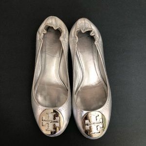 Tory Burch Silver Ballet Flats